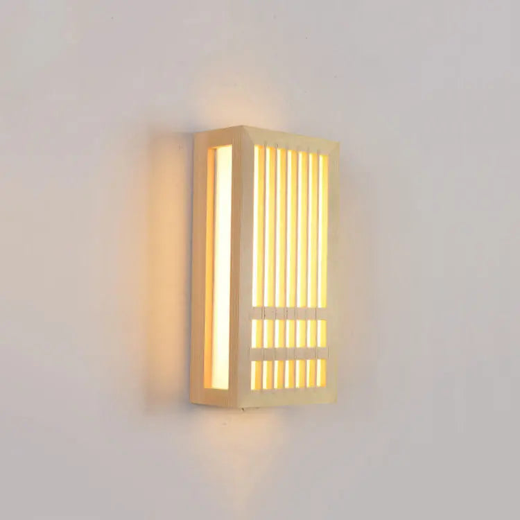 Modern Minimalist Solid Wood Acrylic Rectangular LED  Wall Sconce Lamp for Living Room Cuvalon