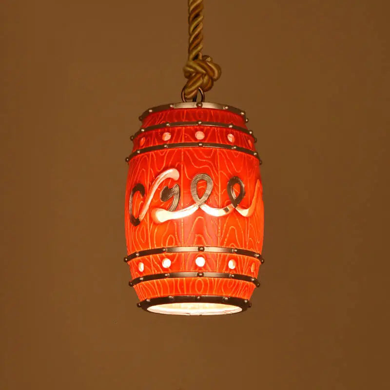 Vintage Wine Barrel Resin 1-Light Pendant Light Cuvalon