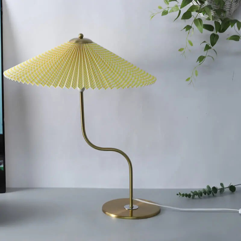 Retro Pleated Umbrella Shaped 1-Light Decorative Table Lamp Cuvalon