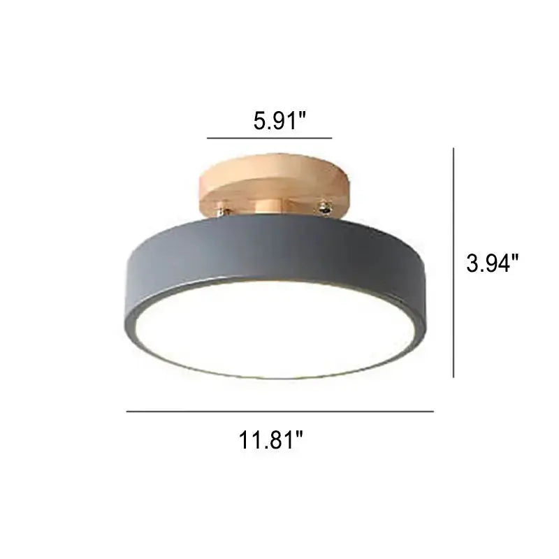 Nordic Log Round LED Semi-Flush Mount Ceiling Light Cuvalon
