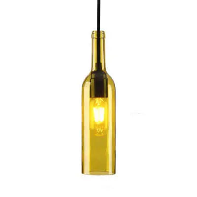 Antique Glass Wine Bottle 1-Light Pendant Light Cuvalon