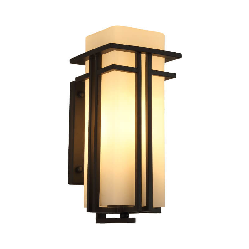 Modern Glass Square Iron 1-Light Waterproof Outdoor Wall Sconce Lamp Cuvalon