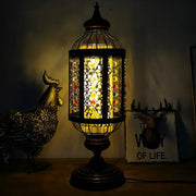 Vintage Turkish Stained Glass Lantern 1-Light Table Lamp Cuvalon