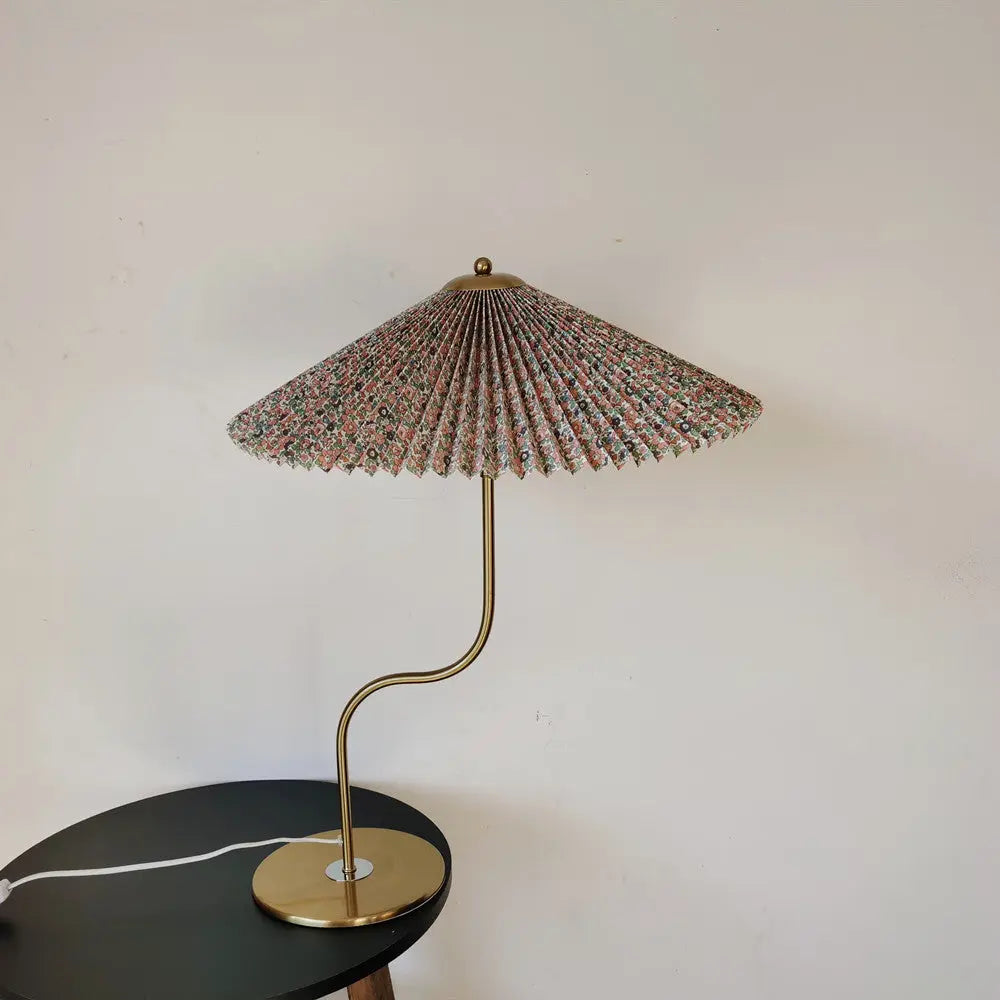 Retro Pleated Umbrella Shaped 1-Light Decorative Table Lamp Cuvalon