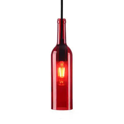 Antique Glass Wine Bottle 1-Light Pendant Light Cuvalon