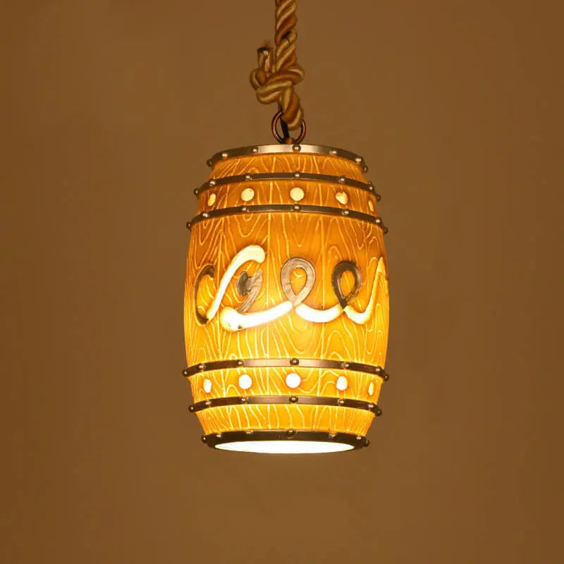 Vintage Wine Barrel Resin 1-Light Pendant Light Cuvalon