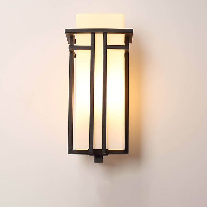 Modern Glass Square Iron 1-Light Waterproof Outdoor Wall Sconce Lamp Cuvalon