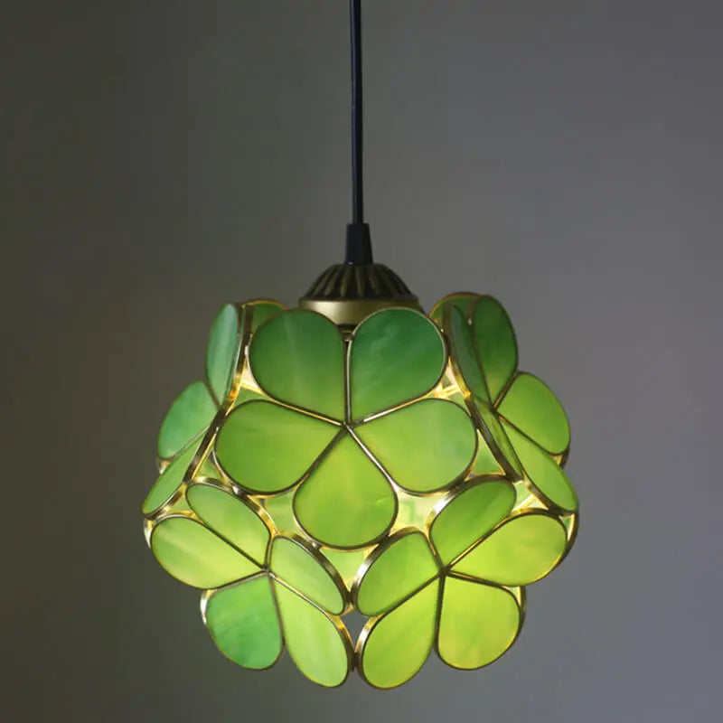 Vintage Stained Glass Petal 1-Light Pendant Light Cuvalon