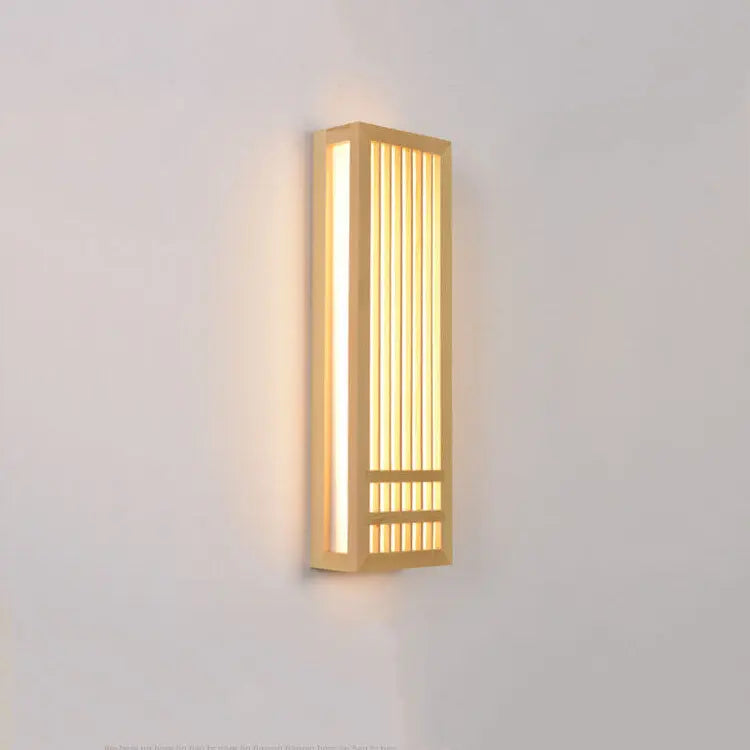 Modern Minimalist Solid Wood Acrylic Rectangular LED  Wall Sconce Lamp for Living Room Cuvalon
