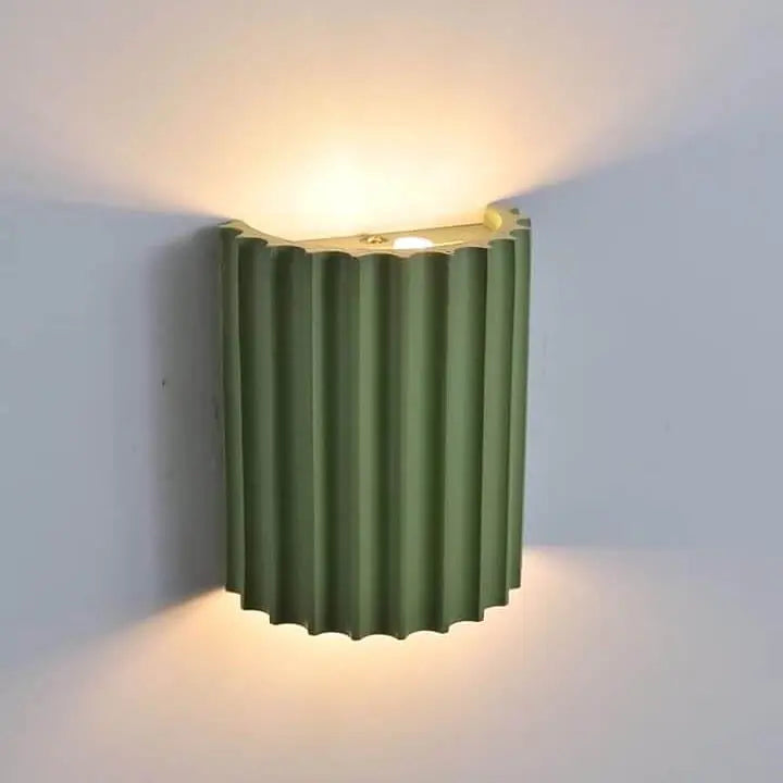 Macaron Resin Striped Half Cylinder 1-Light Wall Sconce Lamp Cuvalon
