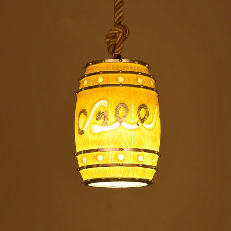 Vintage Wine Barrel Resin 1-Light Pendant Light Cuvalon