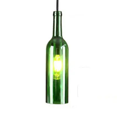 Antique Glass Wine Bottle 1-Light Pendant Light Cuvalon