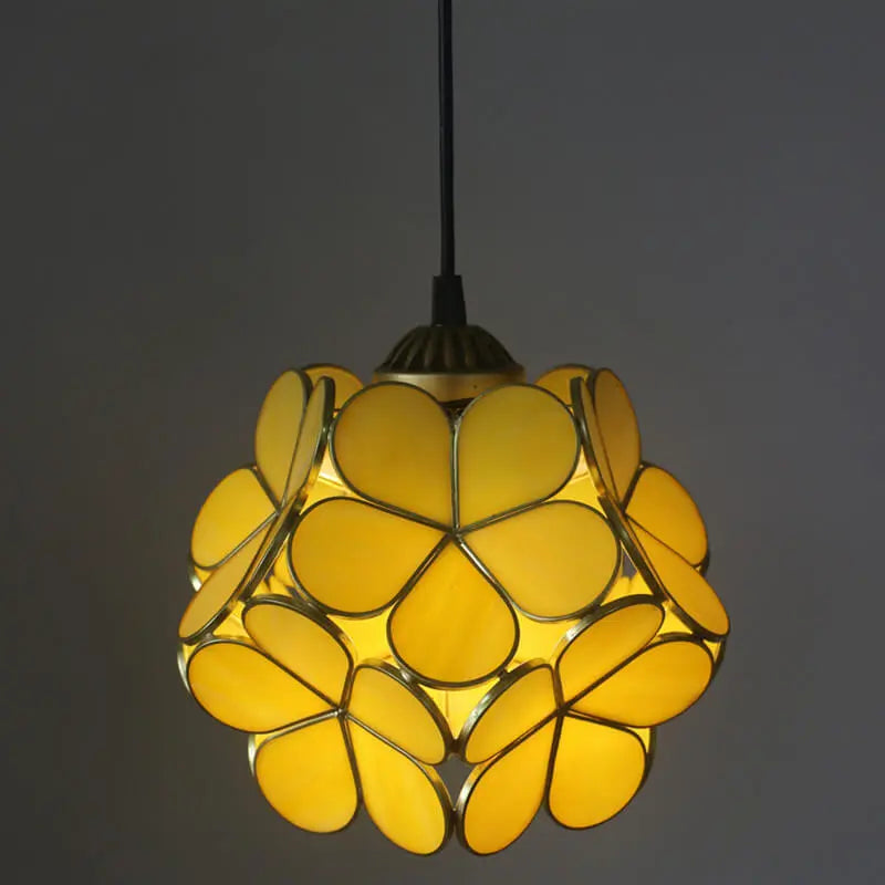 Vintage Stained Glass Petal 1-Light Pendant Light Cuvalon