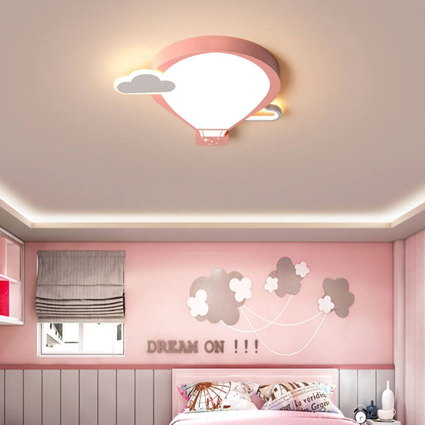 Cartoon Hot Air Balloon Kid LED Flush Mount Ceiling Light Cuvalon