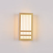 Simple Solid Wood Rectangular 1-Light Japanese Wall Sconce Lamp Cuvalon