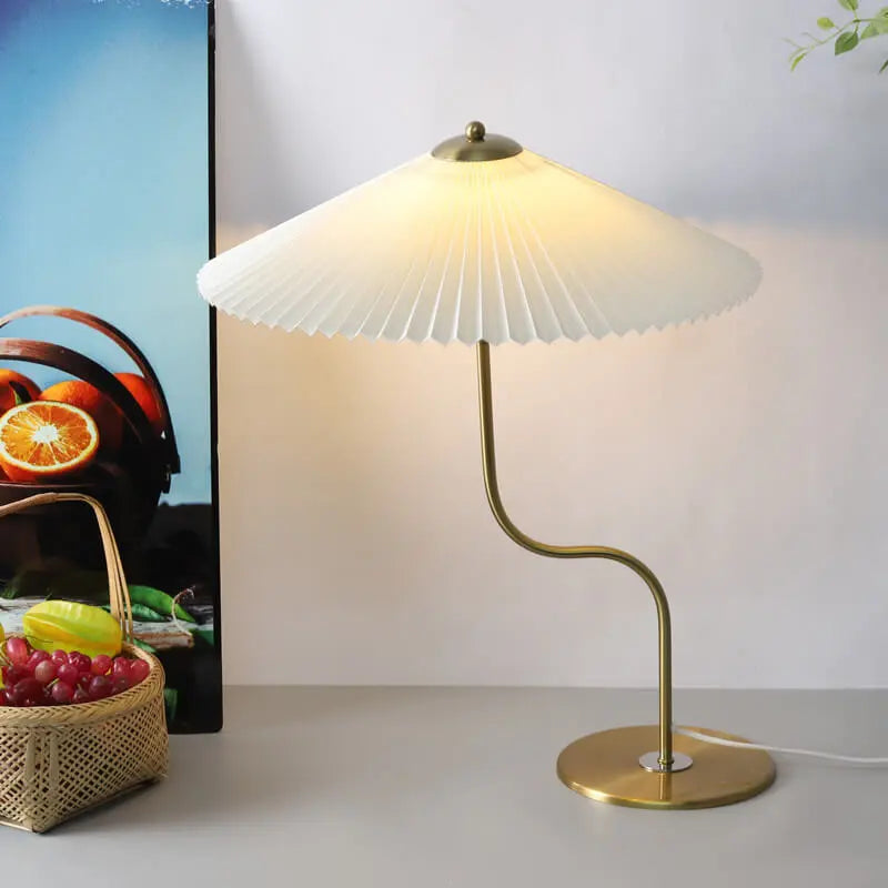 Retro Pleated Umbrella Shaped 1-Light Decorative Table Lamp Cuvalon