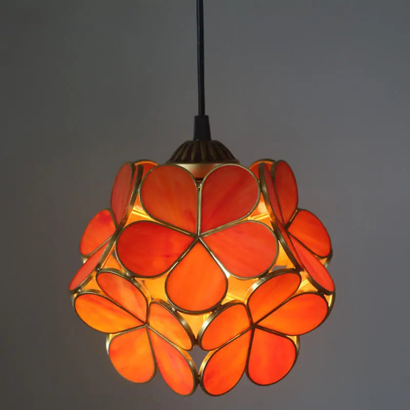 Vintage Stained Glass Petal 1-Light Pendant Light Cuvalon