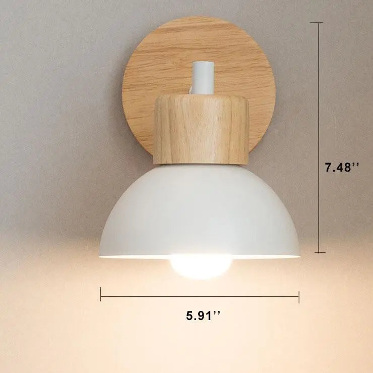 Nordic Wood Metal 1-Light Wall Sconce Lamps Cuvalon