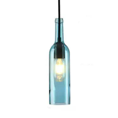 Antique Glass Wine Bottle 1-Light Pendant Light Cuvalon