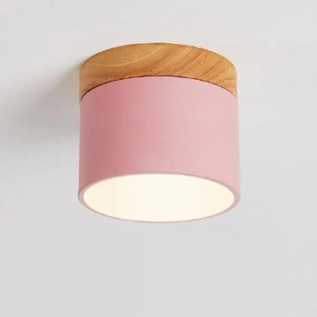 Scandinavian Macaroon Solid Color Log LED Flush Mount Ceiling Light Cuvalon
