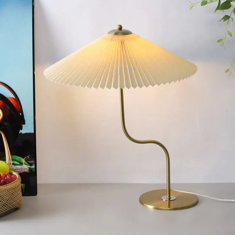 Retro Pleated Umbrella Shaped 1-Light Decorative Table Lamp Cuvalon