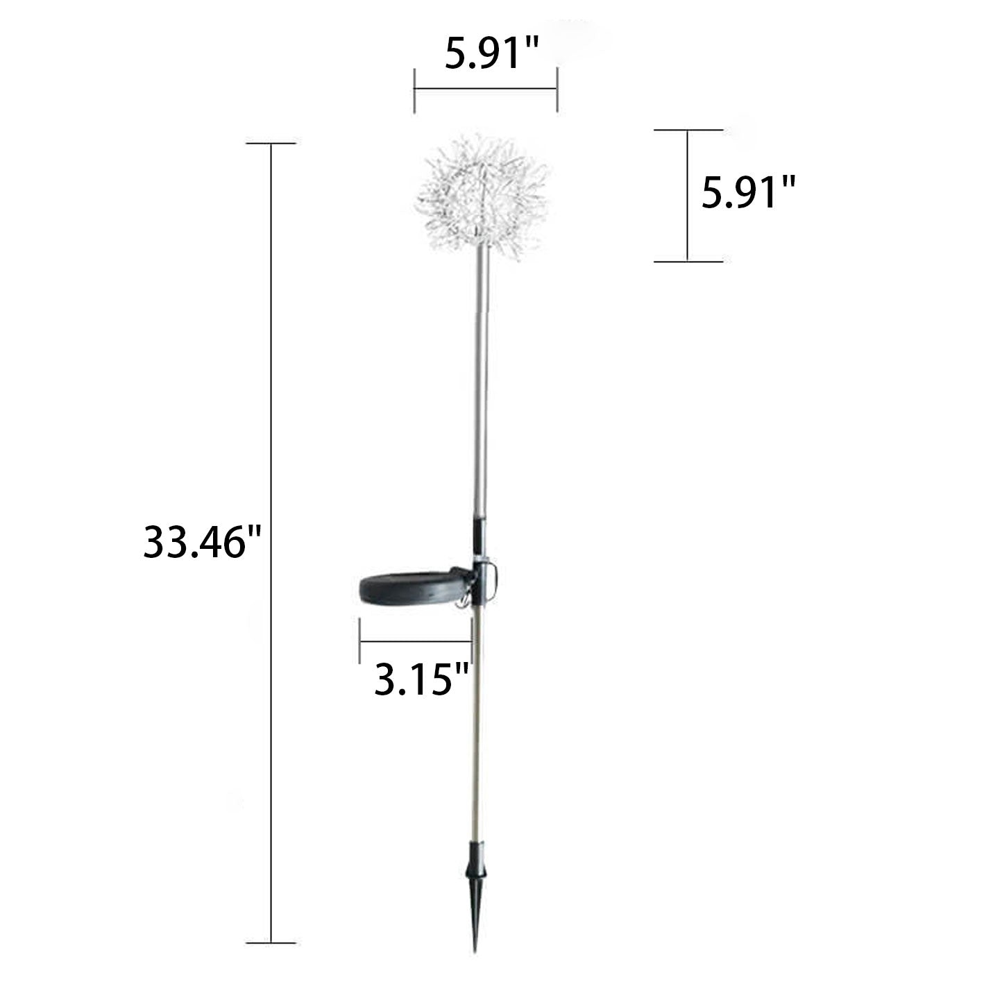 Solar Dandelion Aluminum Wire Globe Light LED Outdoor Waterproof Luminous Garden Insert Ground Landscape Light Cuvalon