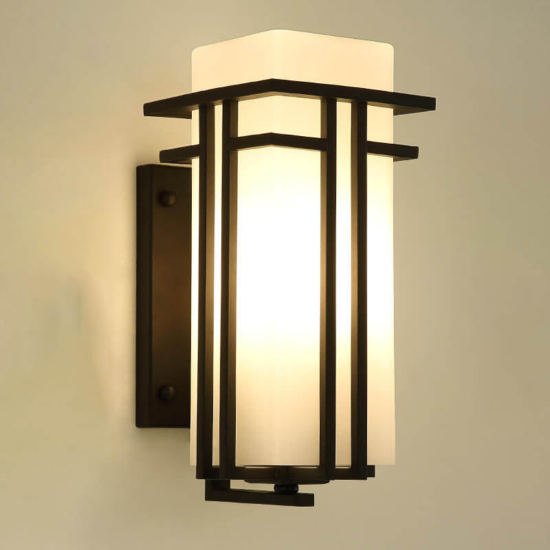 Modern Glass Square Iron 1-Light Waterproof Outdoor Wall Sconce Lamp Cuvalon