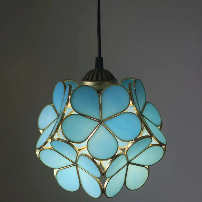 Vintage Stained Glass Petal 1-Light Pendant Light Cuvalon