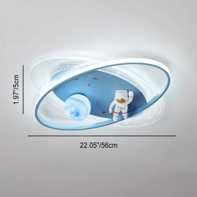 Children Creative Cartoon Astronaut Moon Acrylic LED Kids Flush Mount Ceiling Light Cuvalon