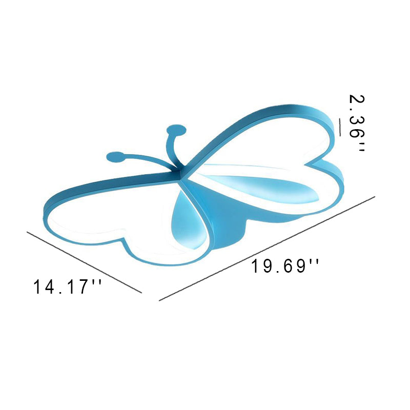 Modern Art Deco Acrylic Kids Butterfly Shape LED Flush Mount Light For Bedroom Cuvalon