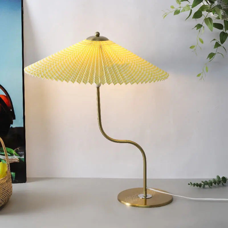 Retro Pleated Umbrella Shaped 1-Light Decorative Table Lamp Cuvalon