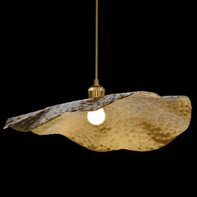 Modern Golden Bronze Color Lotus Leaf Shape 1-Light Pendant Light Cuvalon