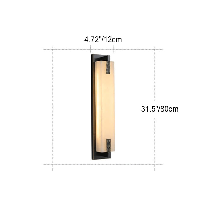 Modern Transitional Rectangular Copper Marble LED Outdoor Wall Sconce Lamp For Outdoor Patio Cuvalon