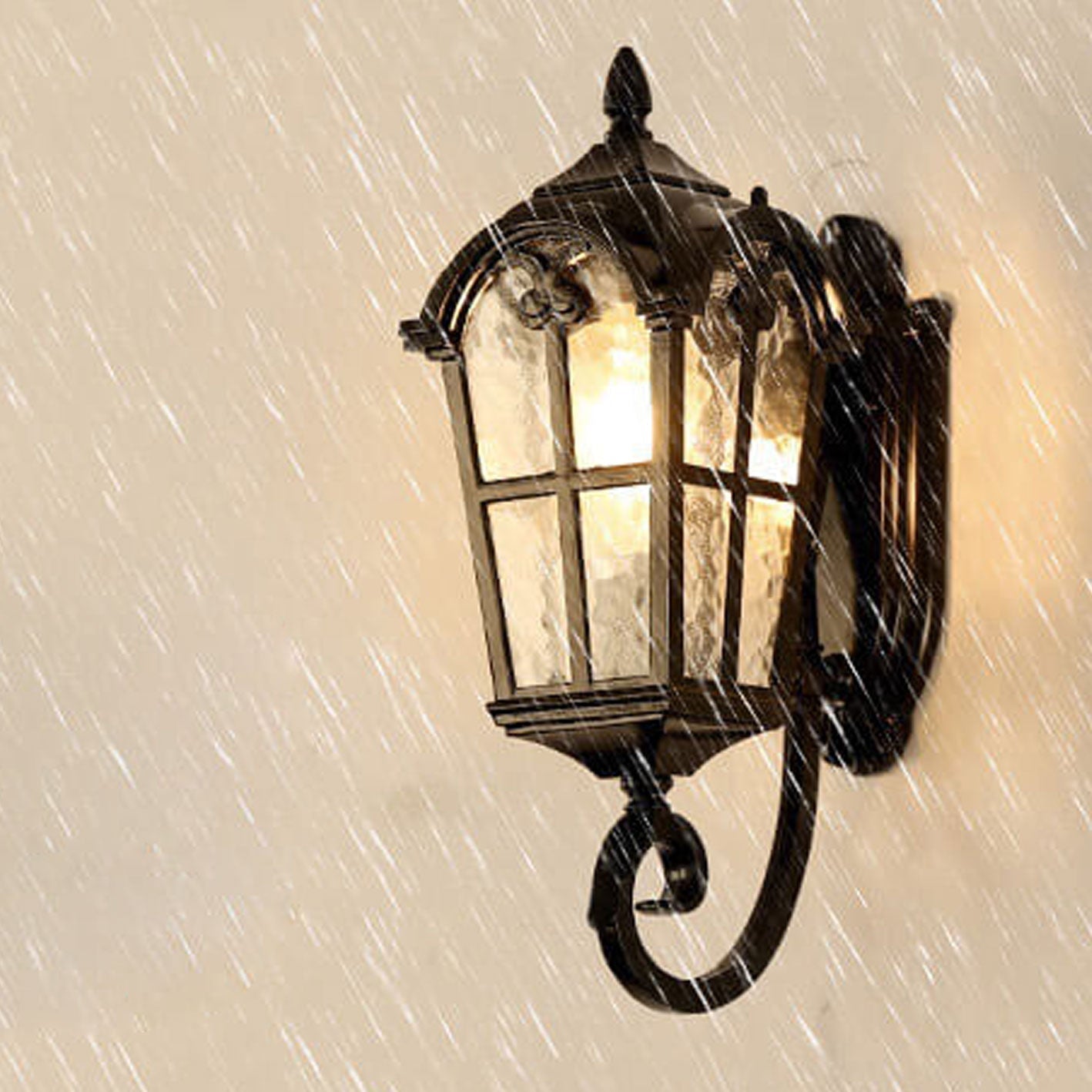 European Retro Glass Aluminum Lantern Outdoor Waterproof 1-Light Wall Sconce Lamp Cuvalon