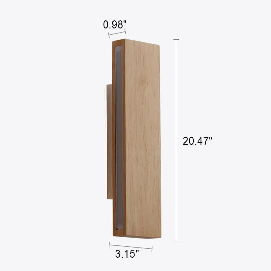 Japanese Minimalist Log Rectangular Flat Rotatable LED Wall Sconce Lamp Cuvalon