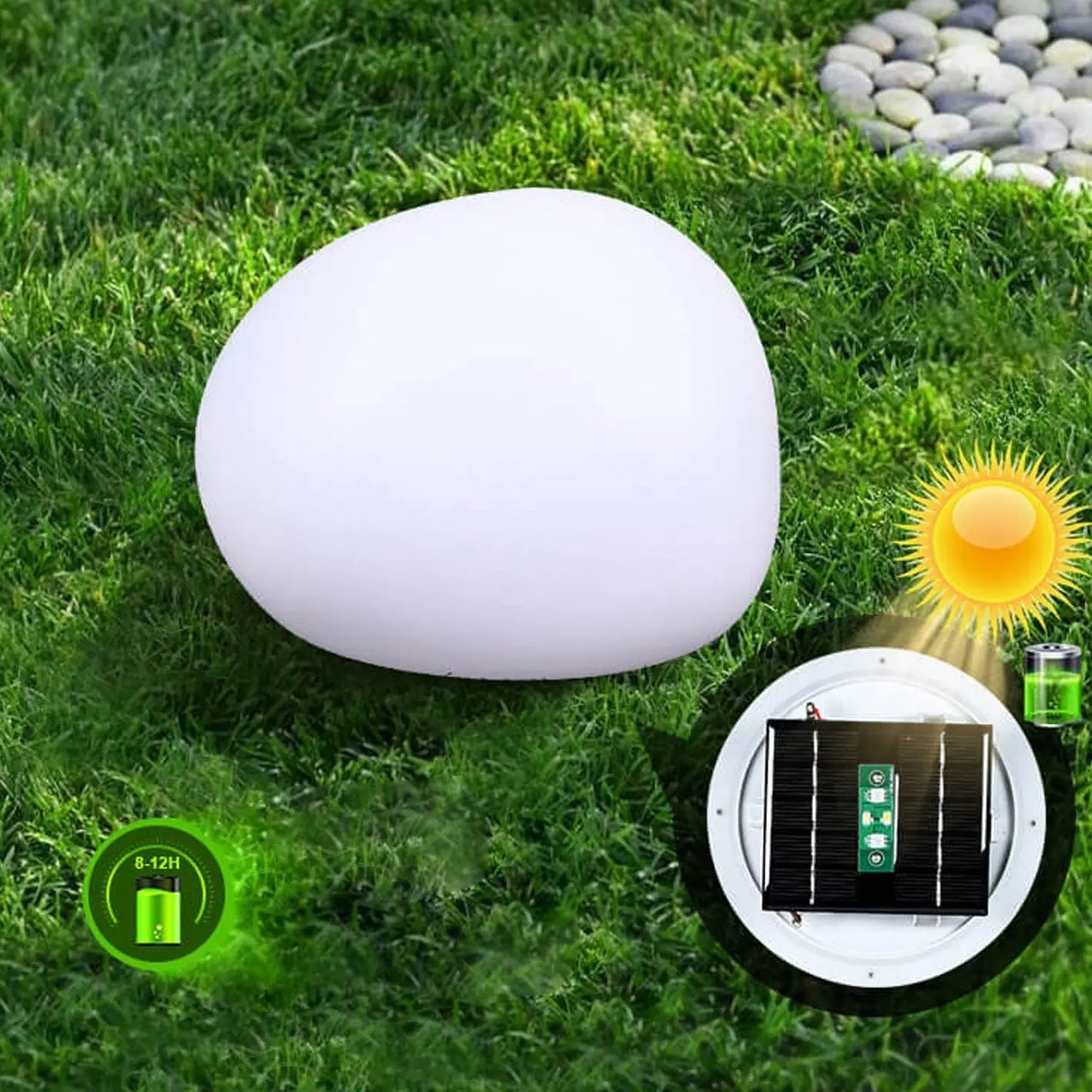 Solar Waterproof PE Spherical LED Outdoor Decorative Lawn Light Cuvalon