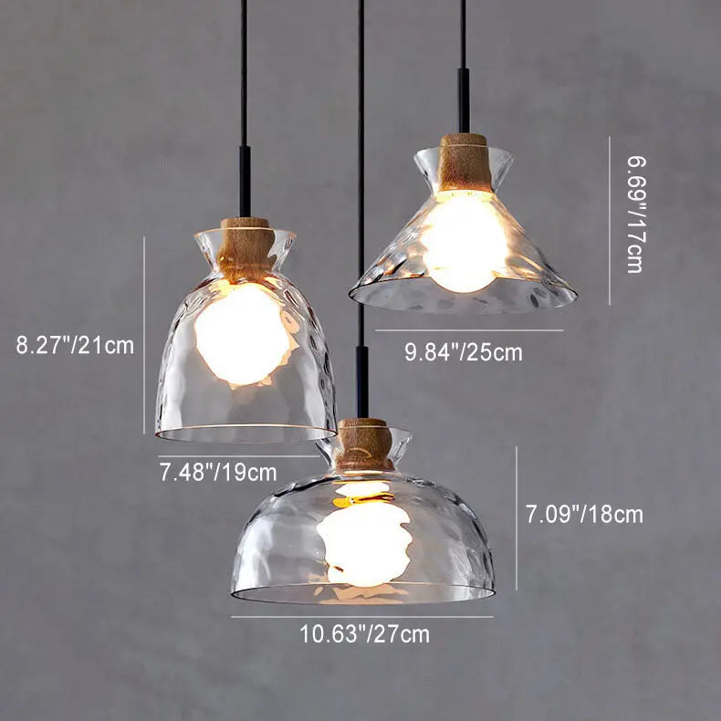 Nordic Clear Rippled Glass Shaded 1-Light Pendant Light Cuvalon