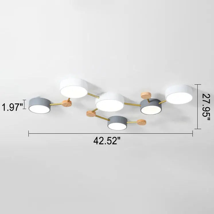 Scandinavian Minimalist Solid Wood Iron LED Flush Mount Lighting Cuvalon