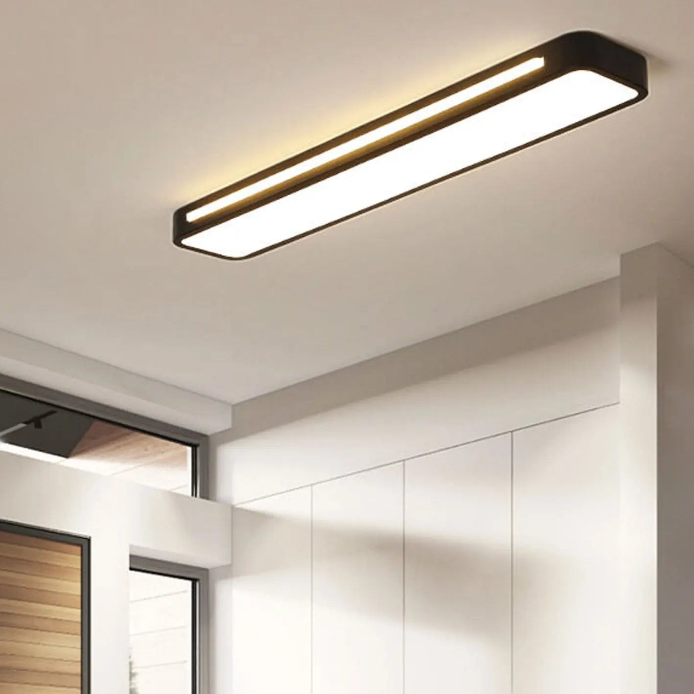 Nordic Minimalist Long LED Flush Mount Ceiling Light Cuvalon