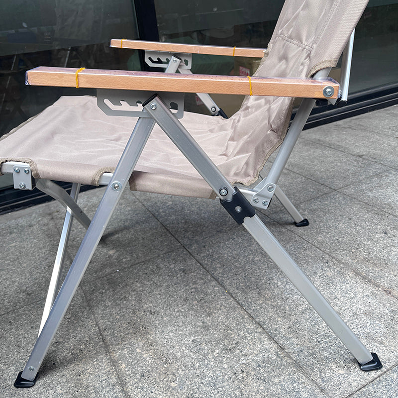 Contemporary Industrial Oxford Fabric Aluminum Alloy Carbon Steel Solid Wood Foldable Camping Chair With 5-level Adjustable Backrest For Outdoor Patio Cuvalon