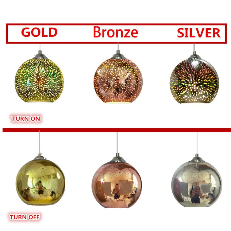 Modern Creative 3D Colorful Fireworks Glass 1-Light Dome Pendant Light Cuvalon