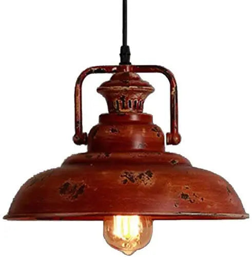 Retro Red Rust 1-Light Dome Pendant Light Cuvalon
