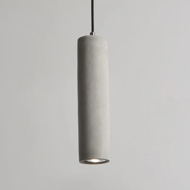 Contemporary Industrial Cylindrical Rough Texture Cement 1-Light Pendant Light For Living Room Cuvalon