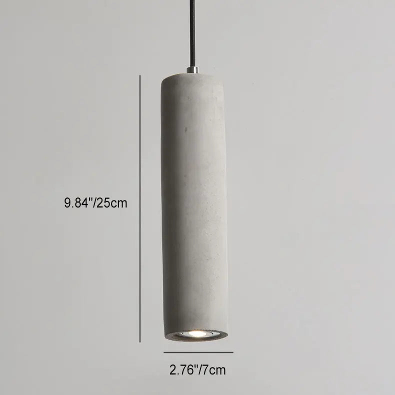 Contemporary Industrial Cylindrical Rough Texture Cement 1-Light Pendant Light For Living Room Cuvalon