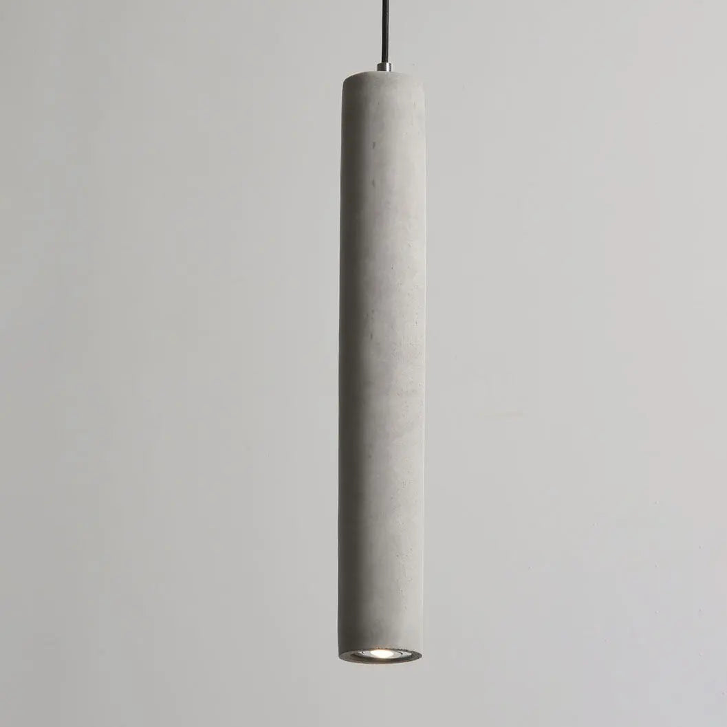 Contemporary Industrial Cylindrical Rough Texture Cement 1-Light Pendant Light For Living Room Cuvalon