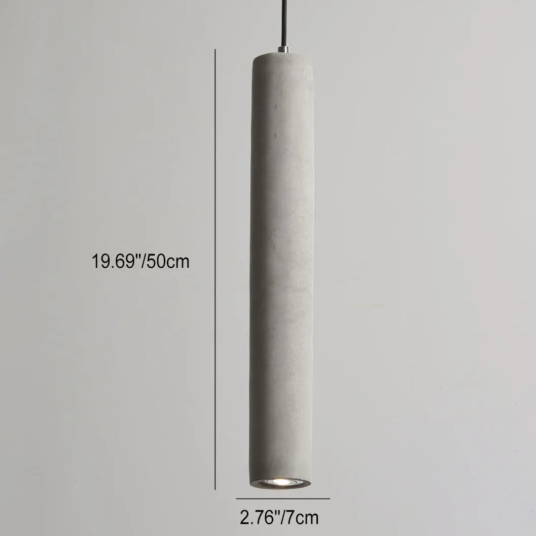 Contemporary Industrial Cylindrical Rough Texture Cement 1-Light Pendant Light For Living Room Cuvalon