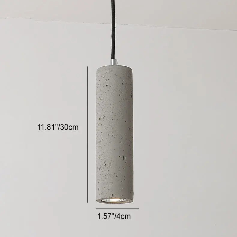 Contemporary Industrial Cylindrical Rough Texture Cement 1-Light Pendant Light For Living Room Cuvalon