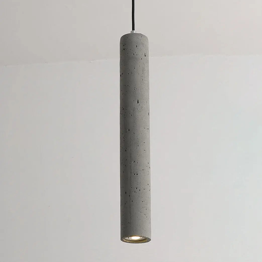 Contemporary Industrial Cylindrical Rough Texture Cement 1-Light Pendant Light For Living Room Cuvalon
