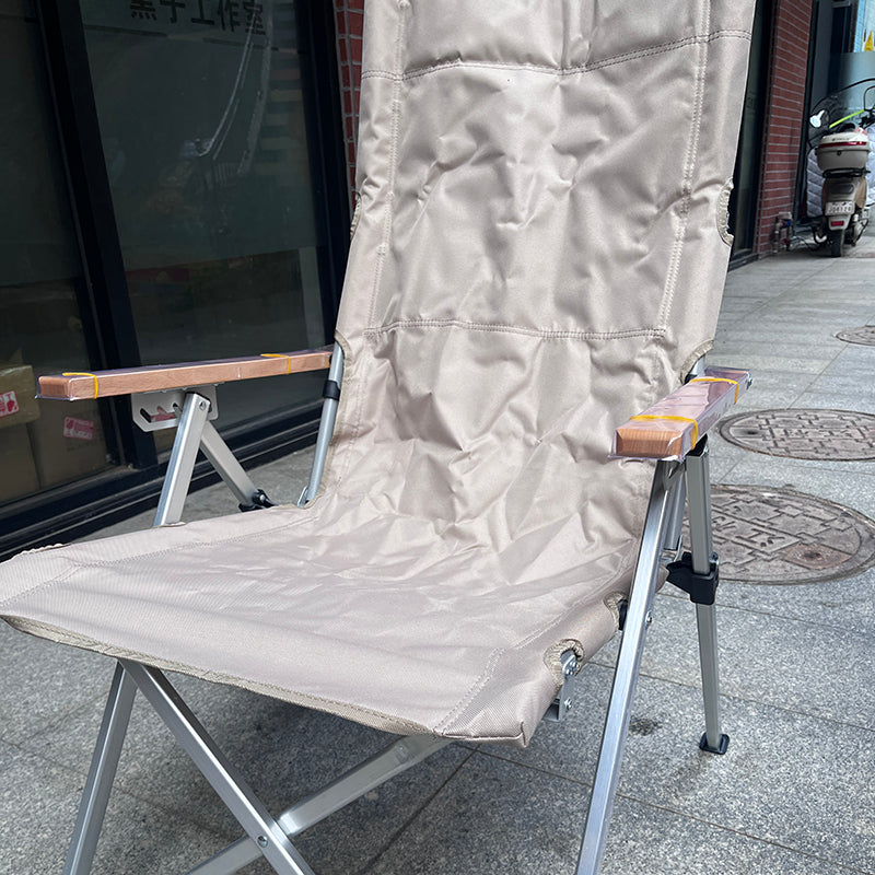 Contemporary Industrial Oxford Fabric Aluminum Alloy Carbon Steel Solid Wood Foldable Camping Chair With 5-level Adjustable Backrest For Outdoor Patio Cuvalon
