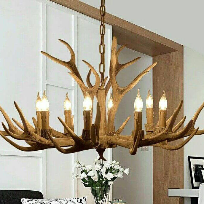 Country Style Antler Resin 6-Light Chandeliers Cuvalon
